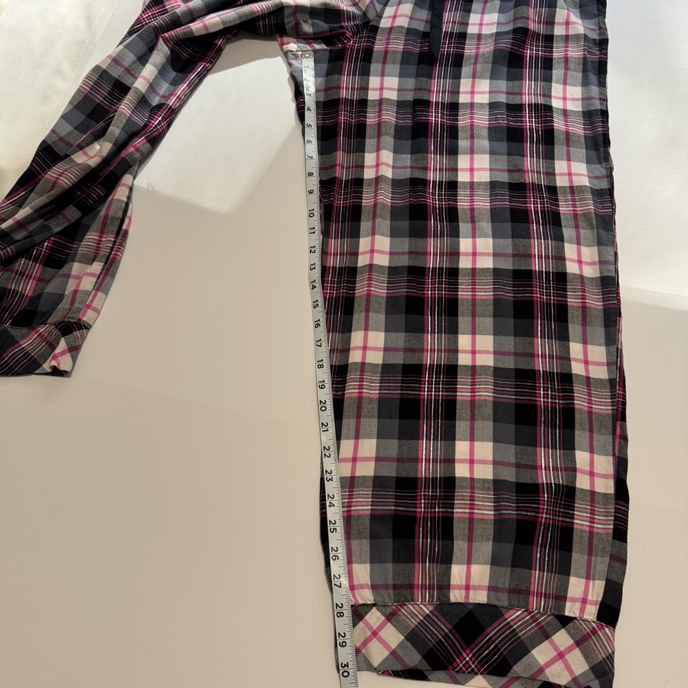 Victoria's Secret Plaid Lightweight Flannel Pajama Pants Black Pink White XXL - Picture 12 of 15